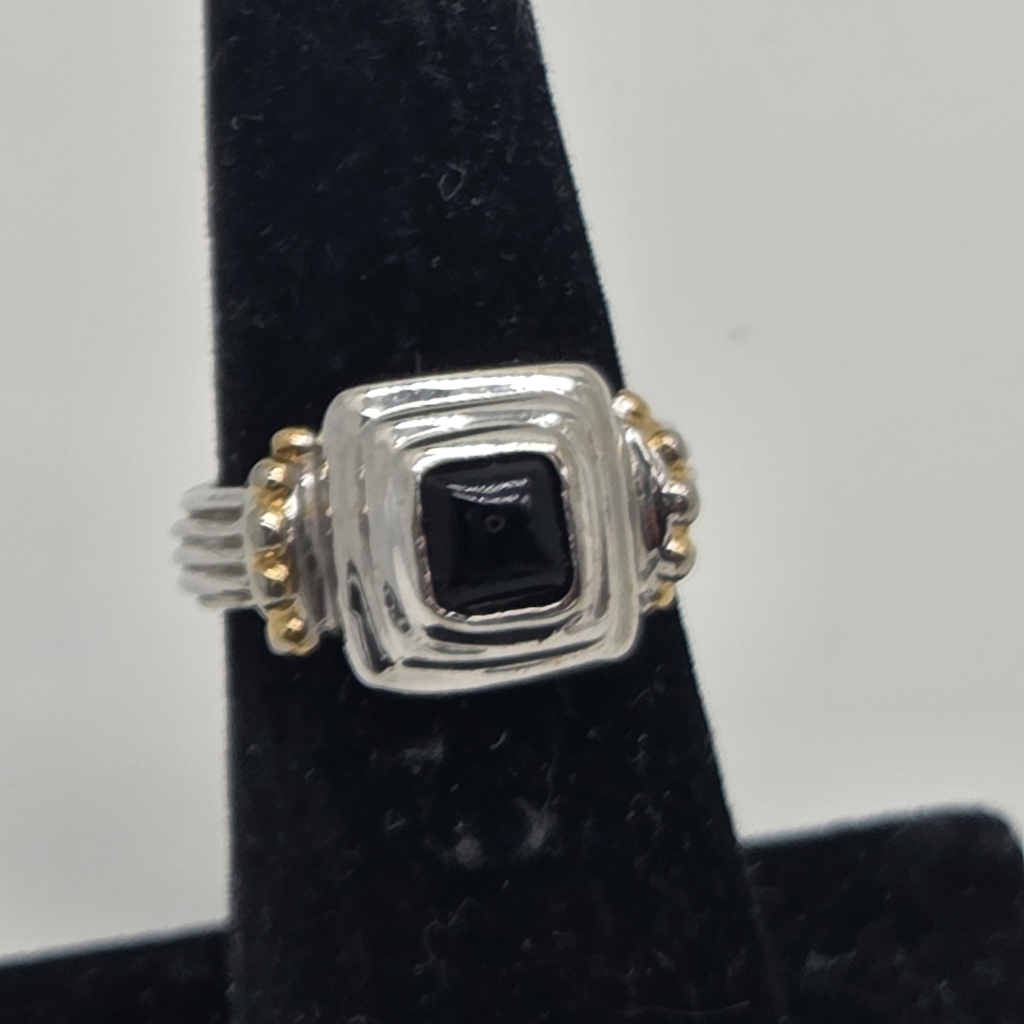 14k Gold Filled Joseph Esposito Sterling Silver 925 Square Onyx Stone Ring Sz 6